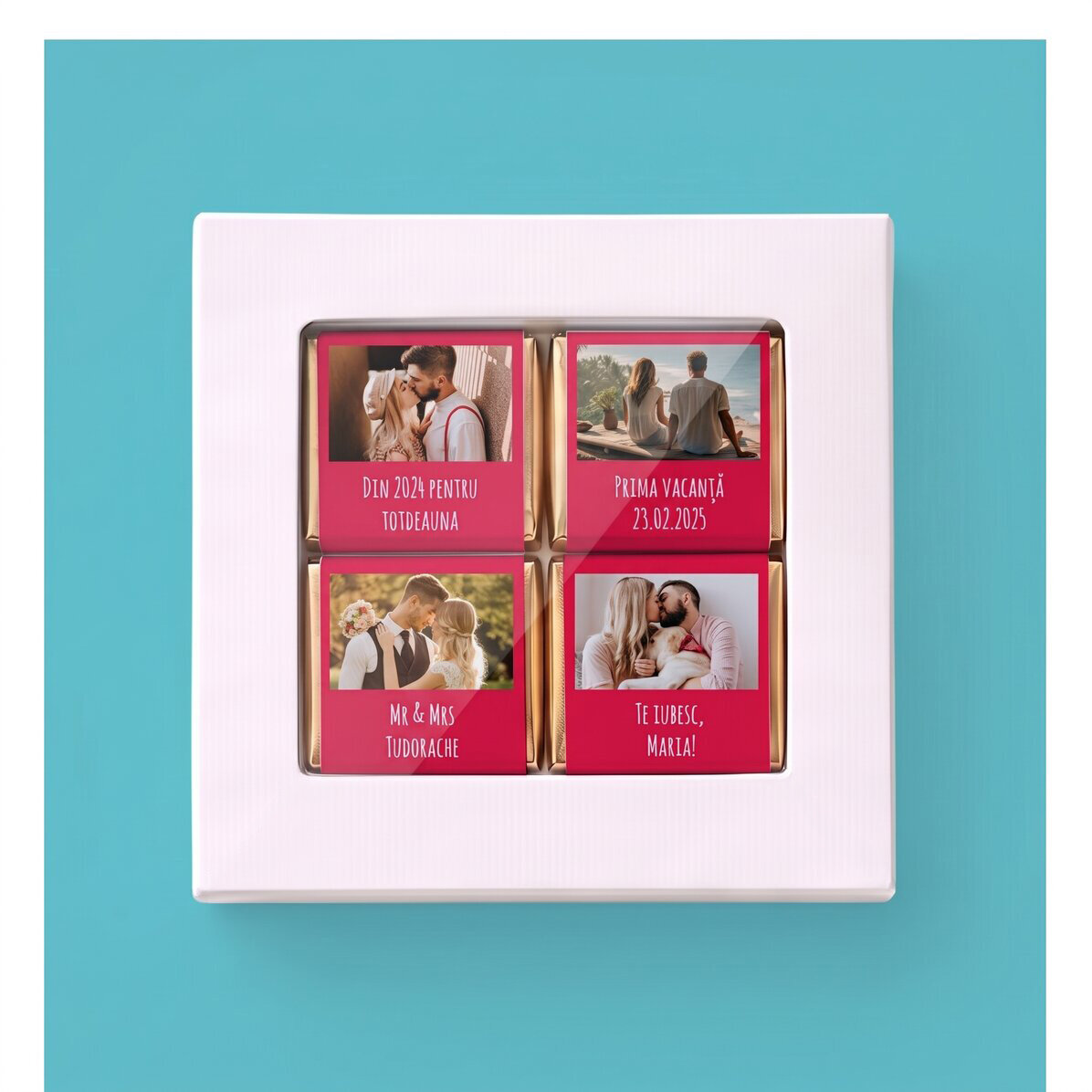 Geschenkboxen mit personalisierten Mini-Pralinen