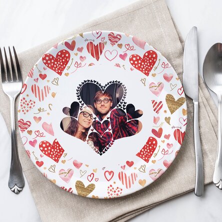 Personalised plate with a photo - Hearts