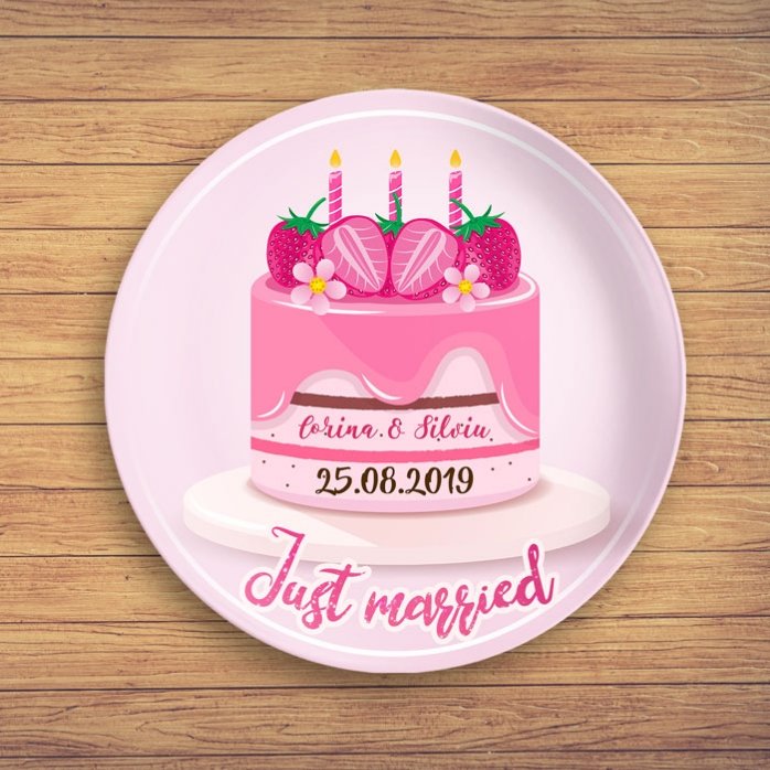 Personalisierter Teller mit Schriftzug – „Just married“
