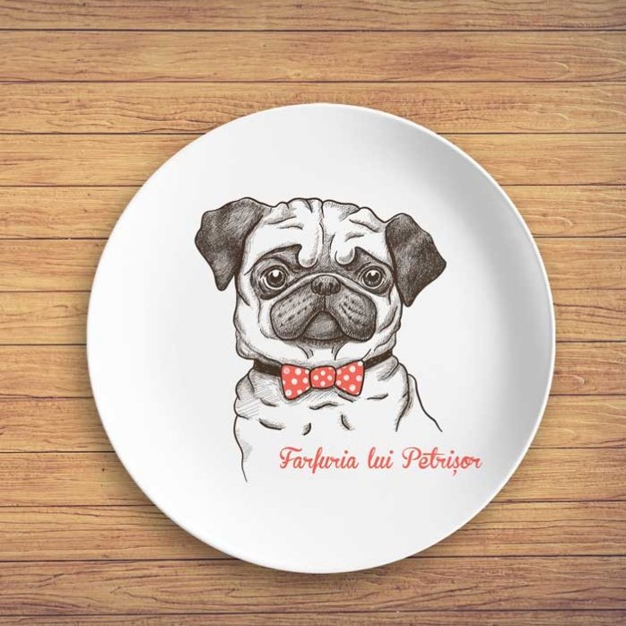 Individuell gestalteter Teller mit Text – Pug Life