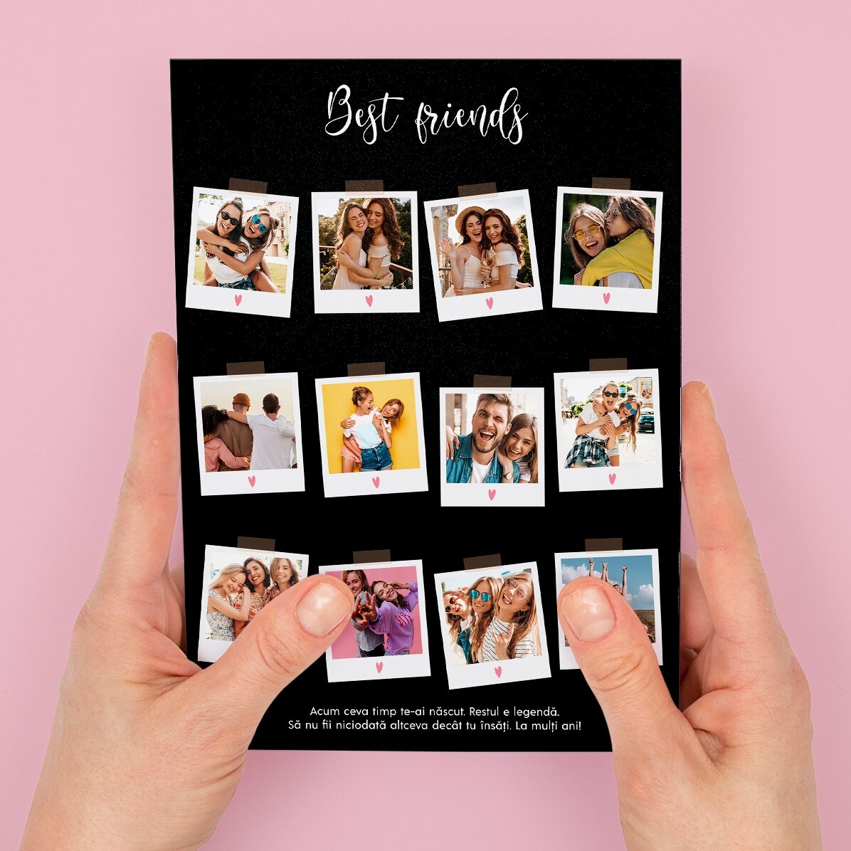 Personalisierte Magnetkarte mit 12 Fotos und Text – Polaroid