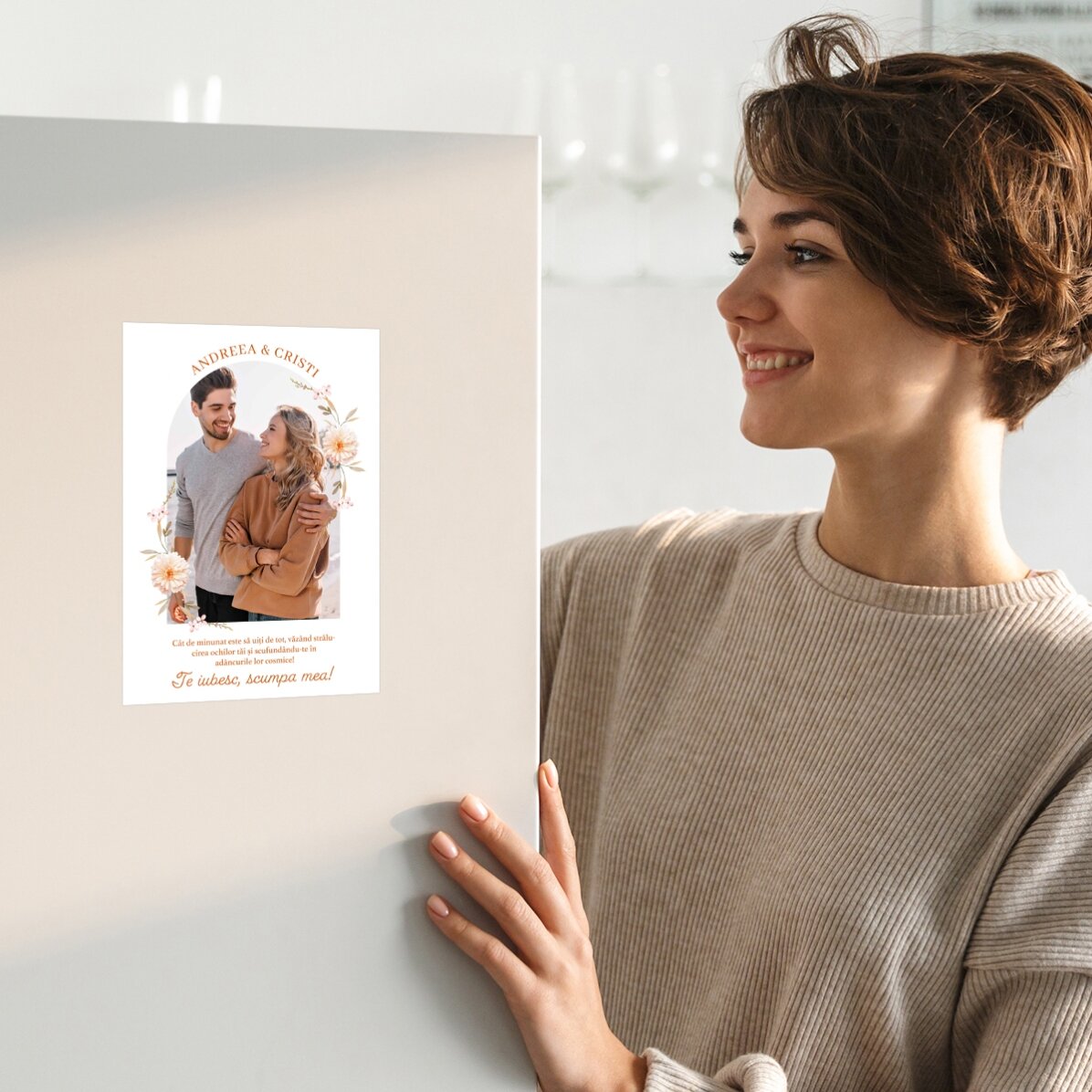 Personalisierte Magnetkarte mit Foto und Text – Gruß für den Freund/die Freundin
