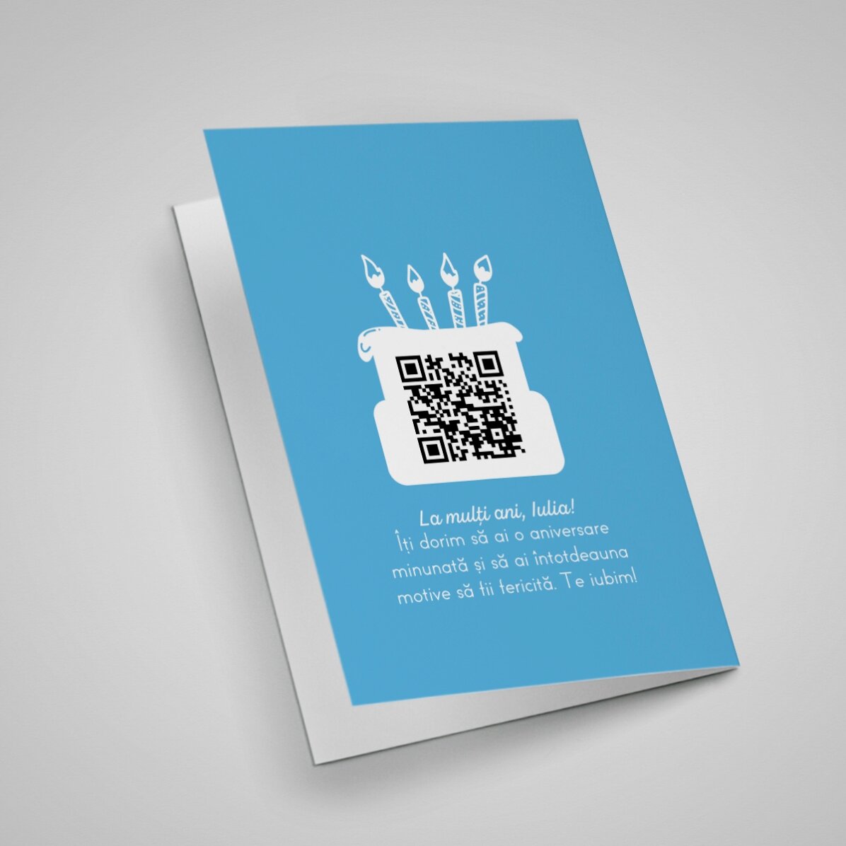 Personalisierte Grußkarte mit Foto, Text und QR-Code – Herzlichen Glückwunsch zum Geburtstag