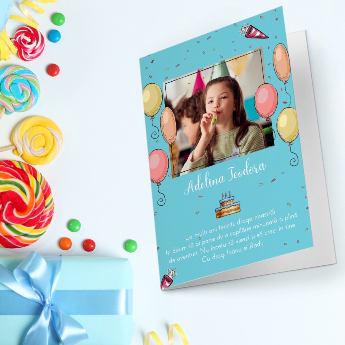 Personalisierte Grußkarte mit Foto und Text – Herzlichen Glückwunsch zum Geburtstag