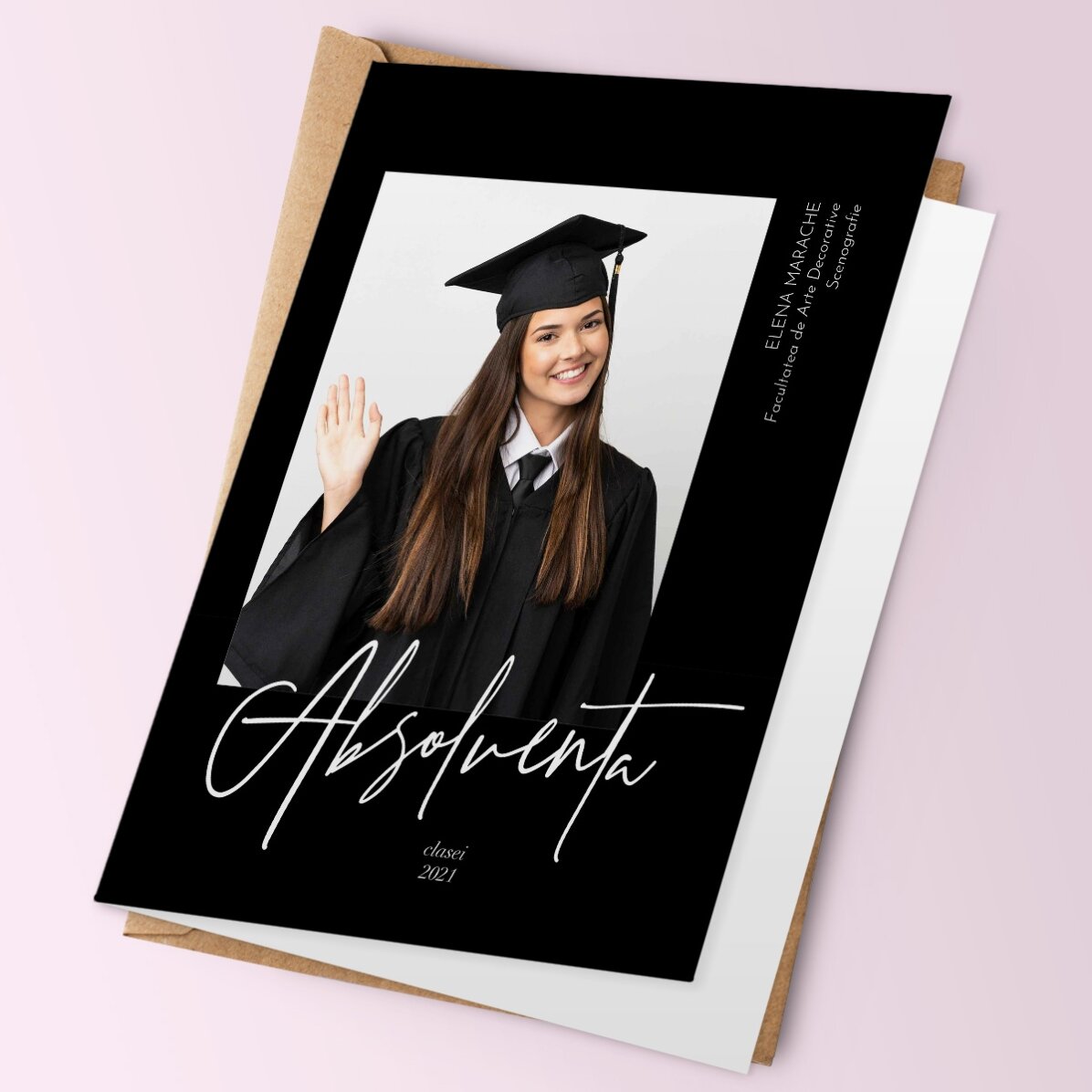 Personalisierte Grußkarte mit Foto und Text zum Schulabschluss