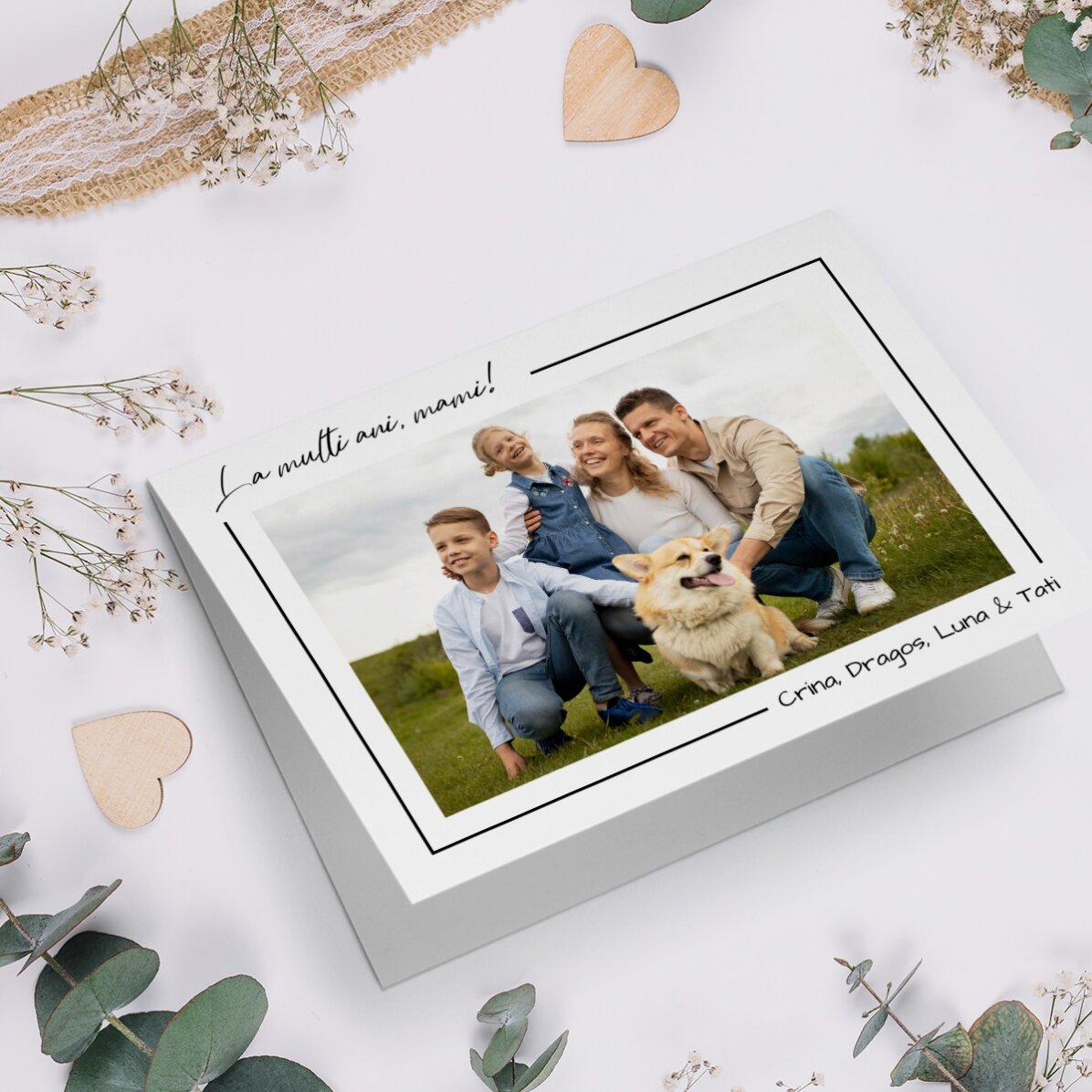 Personalisierte Grußkarte mit einem Querformat-Foto und Text