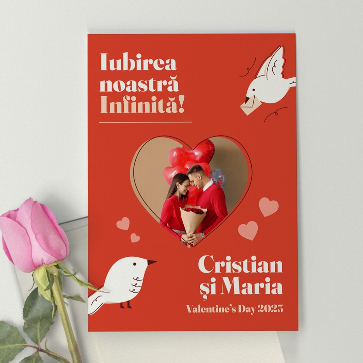 Personalisierte Grußkarte mit Foto und Botschaft – Unsere unendliche Liebe