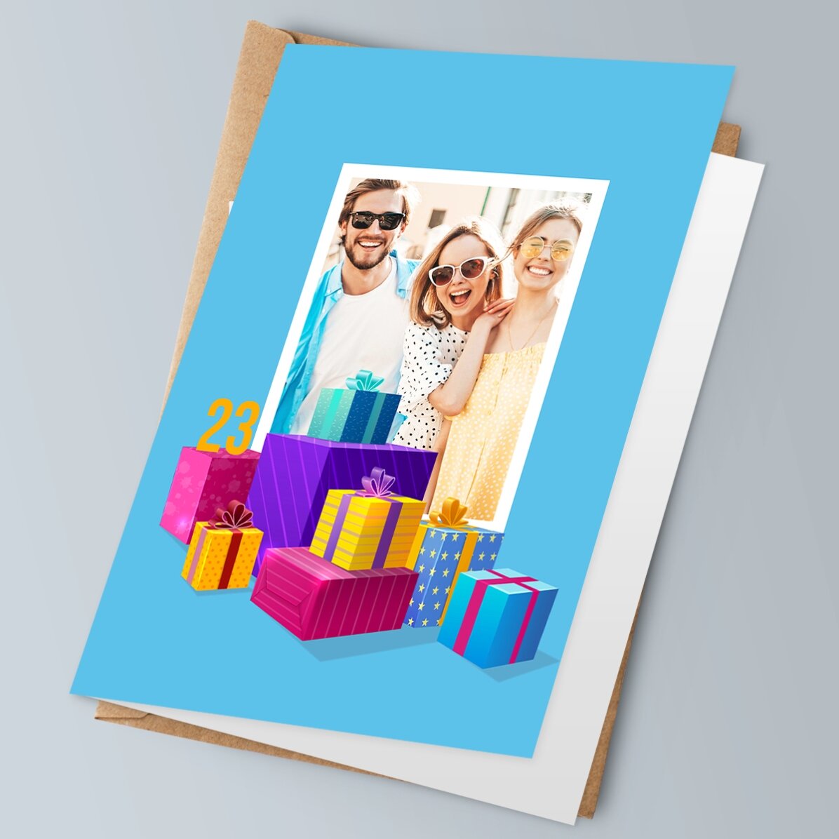 Personalisierte Grußkarte mit Foto, Text und QR-Code – Herzlichen Glückwunsch zum Geburtstag
