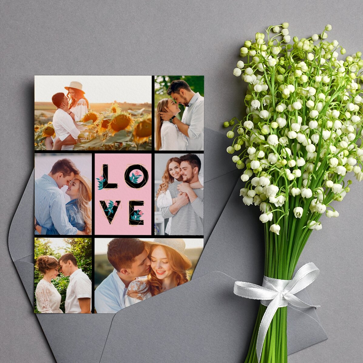Personalisierte Grußkarte mit Fotos – Love