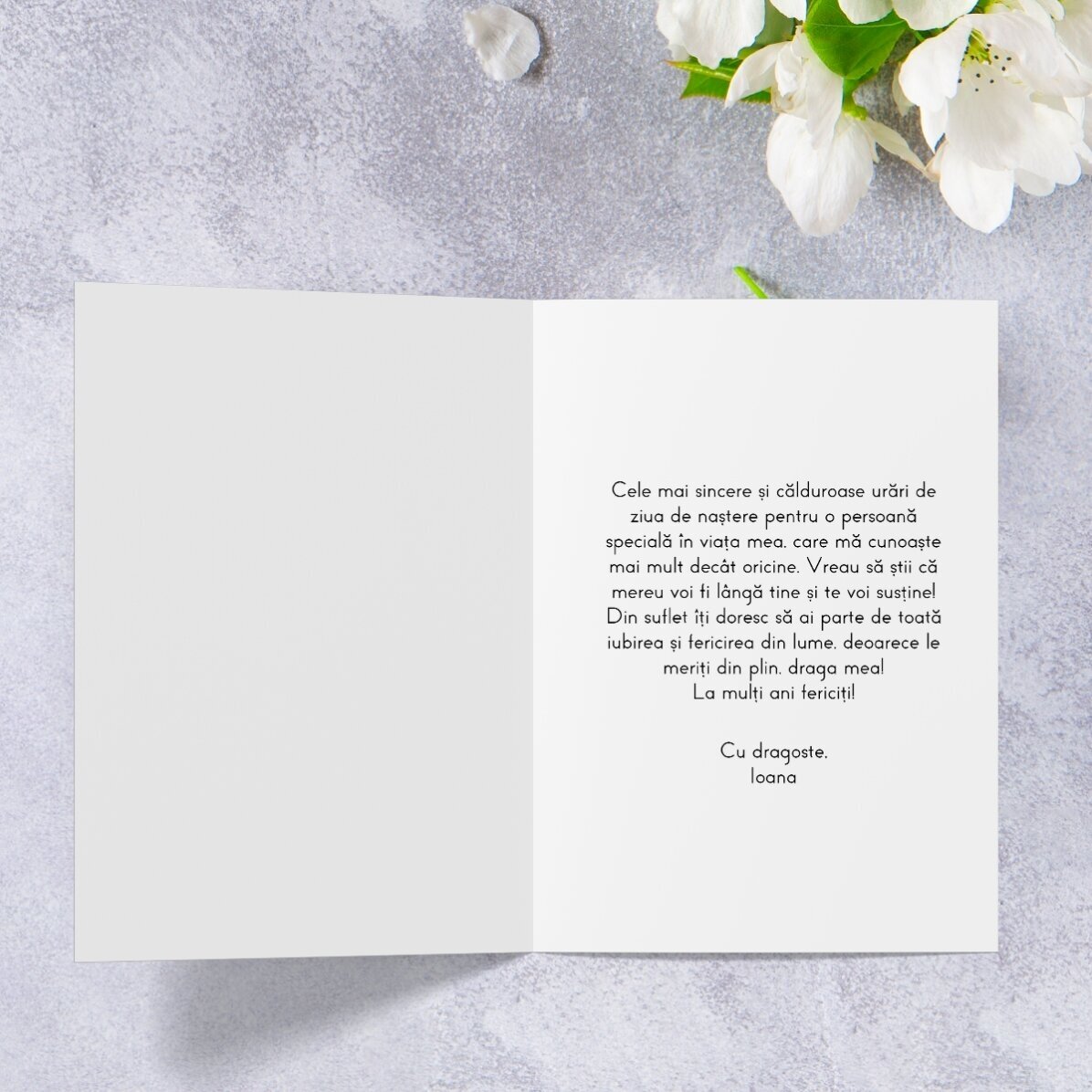 Personalisierte Grußkarte mit Text – Gold flowers