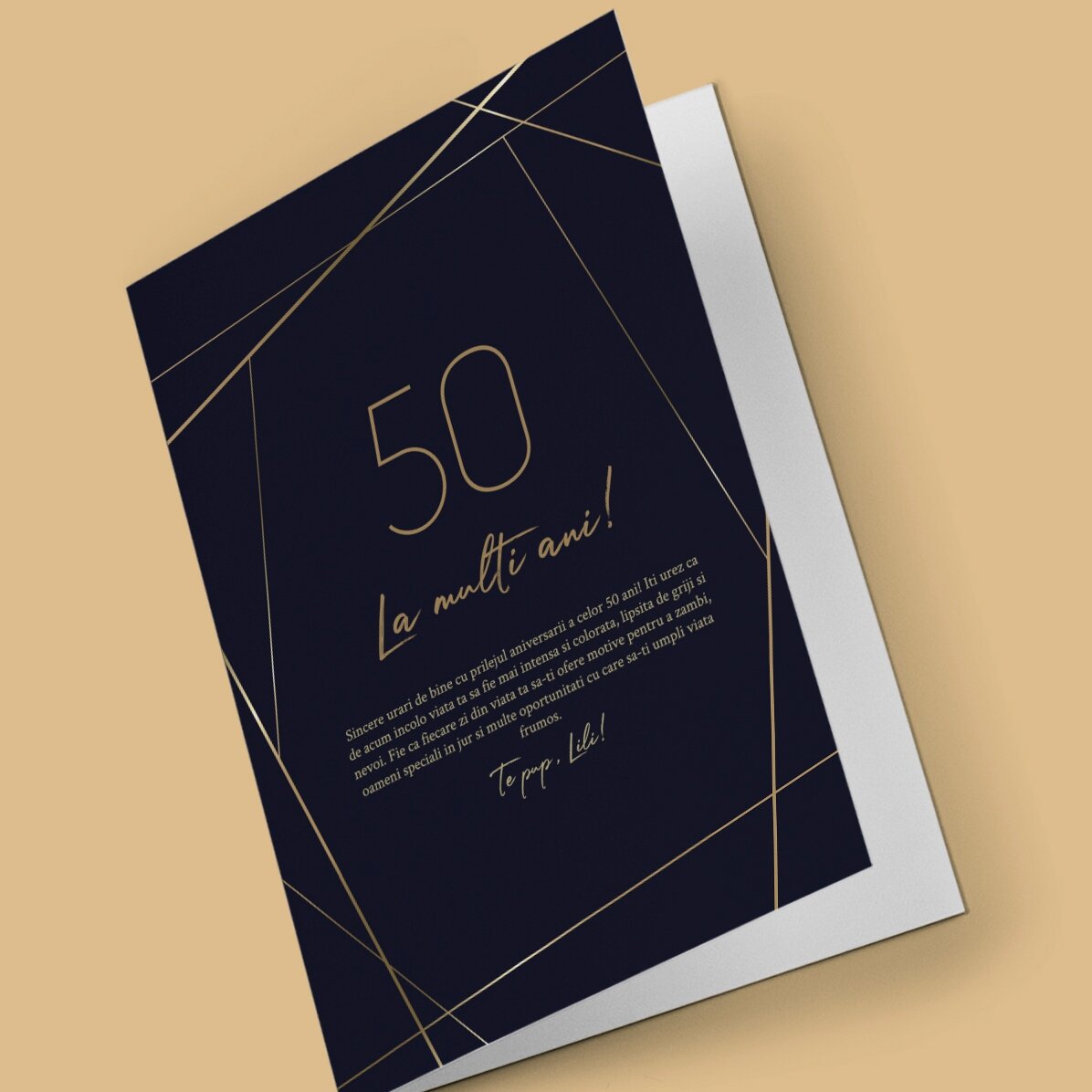 Personalisierte Grußkarte mit Text – Golden 50