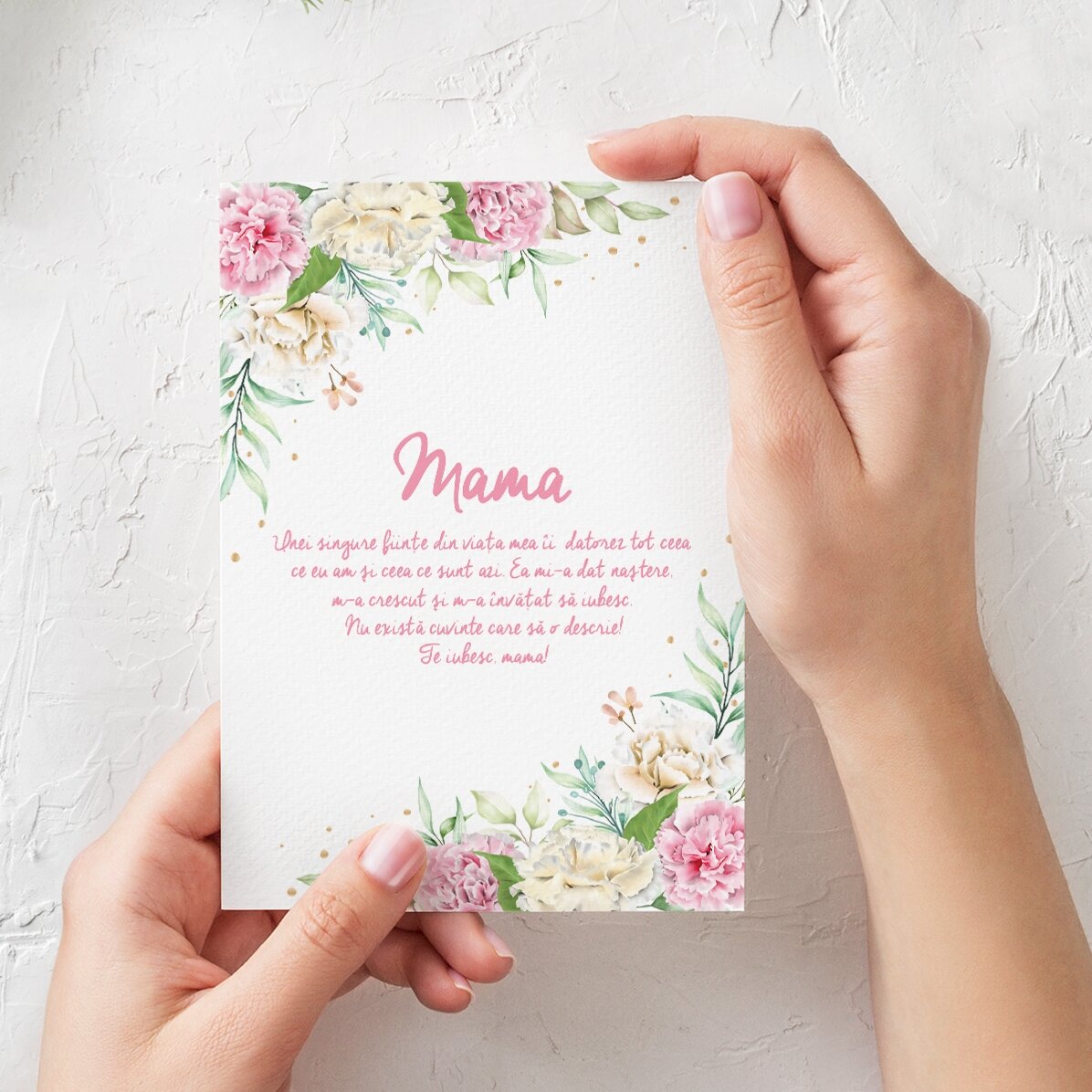 Personalisierte Grußkarte mit Text – Ich liebe dich, Mama