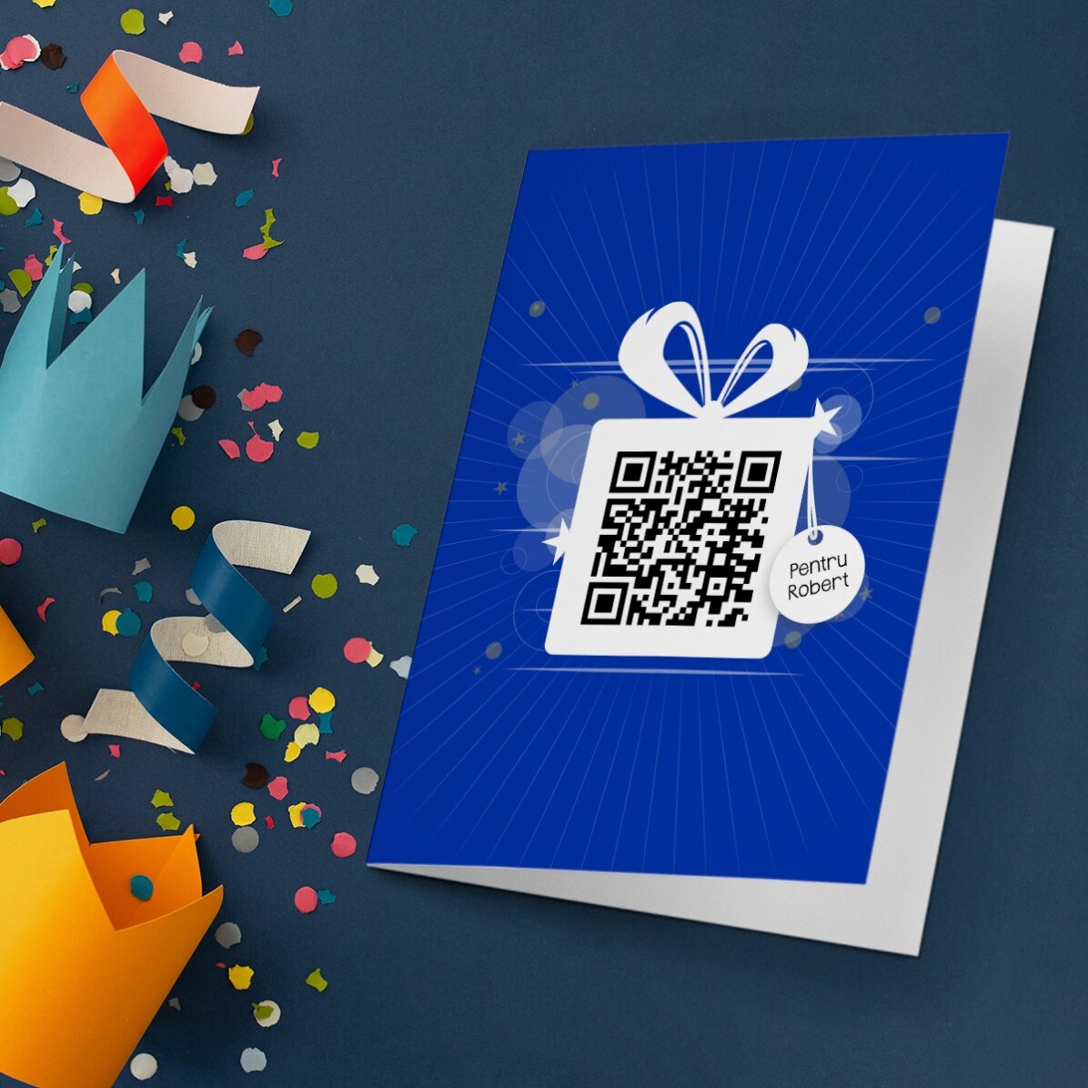 Personalisierte Grußkarte mit Text und QR-Code – Happy Birthday