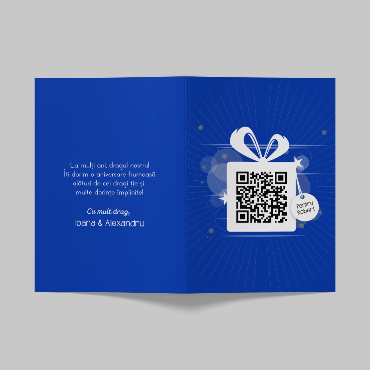 Personalisierte Grußkarte mit Text und QR-Code – Happy Birthday
