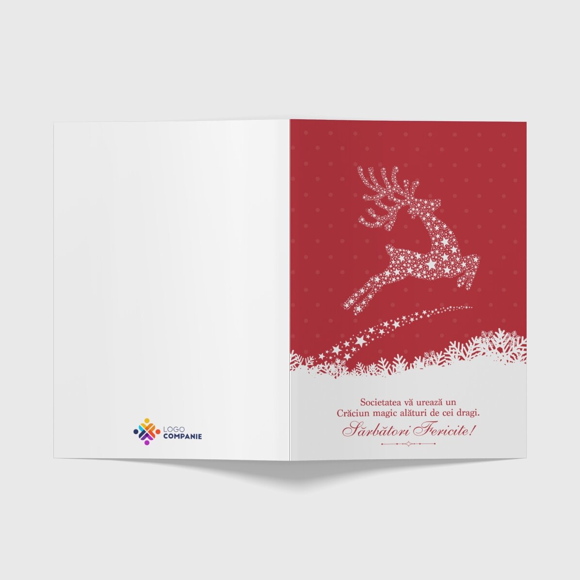 Personalisierte Grußkarte, Vorderseite und Rückseite mit Text und Logo – Weihnachtszauber