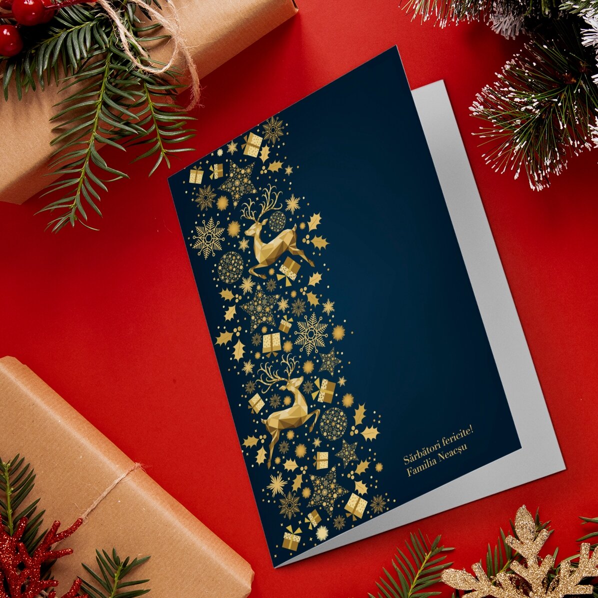 Personalisierte Grußkarte – Golden Deer