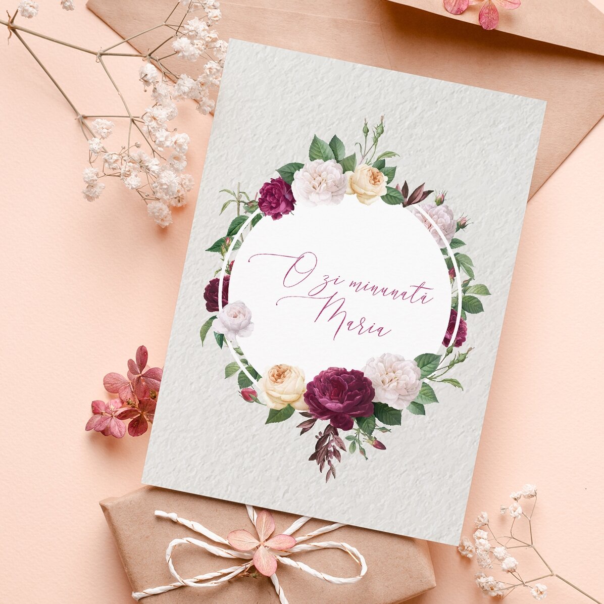 Personalisierte Grußkarte – Blumenmotiv
