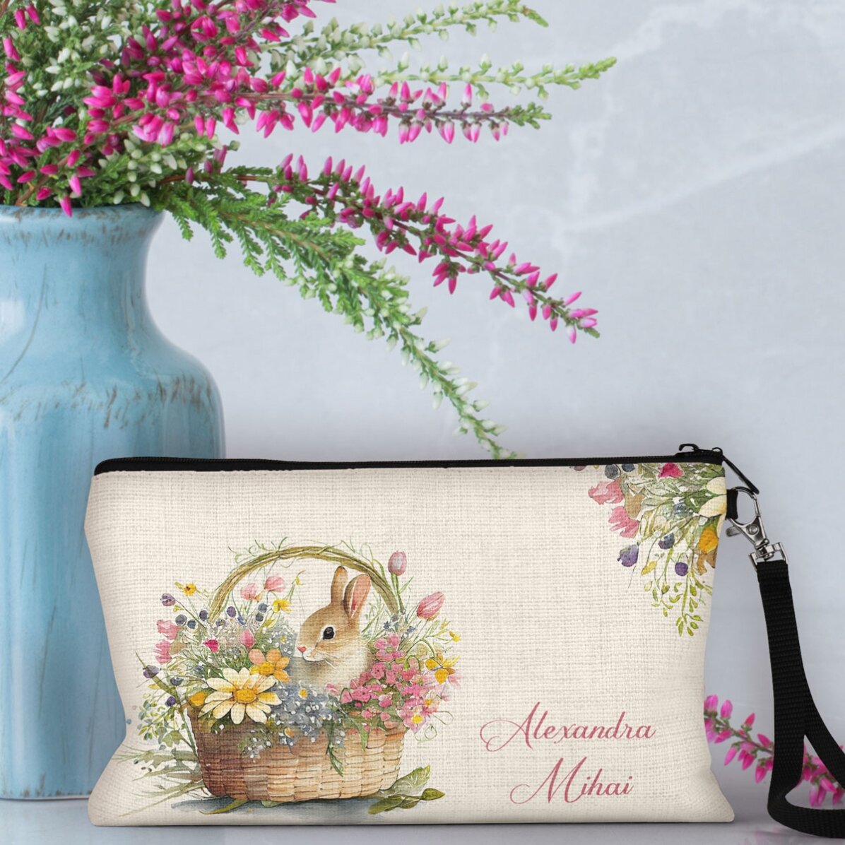 Personalisierte Accessoire-Tasche mit Namen – Hase
