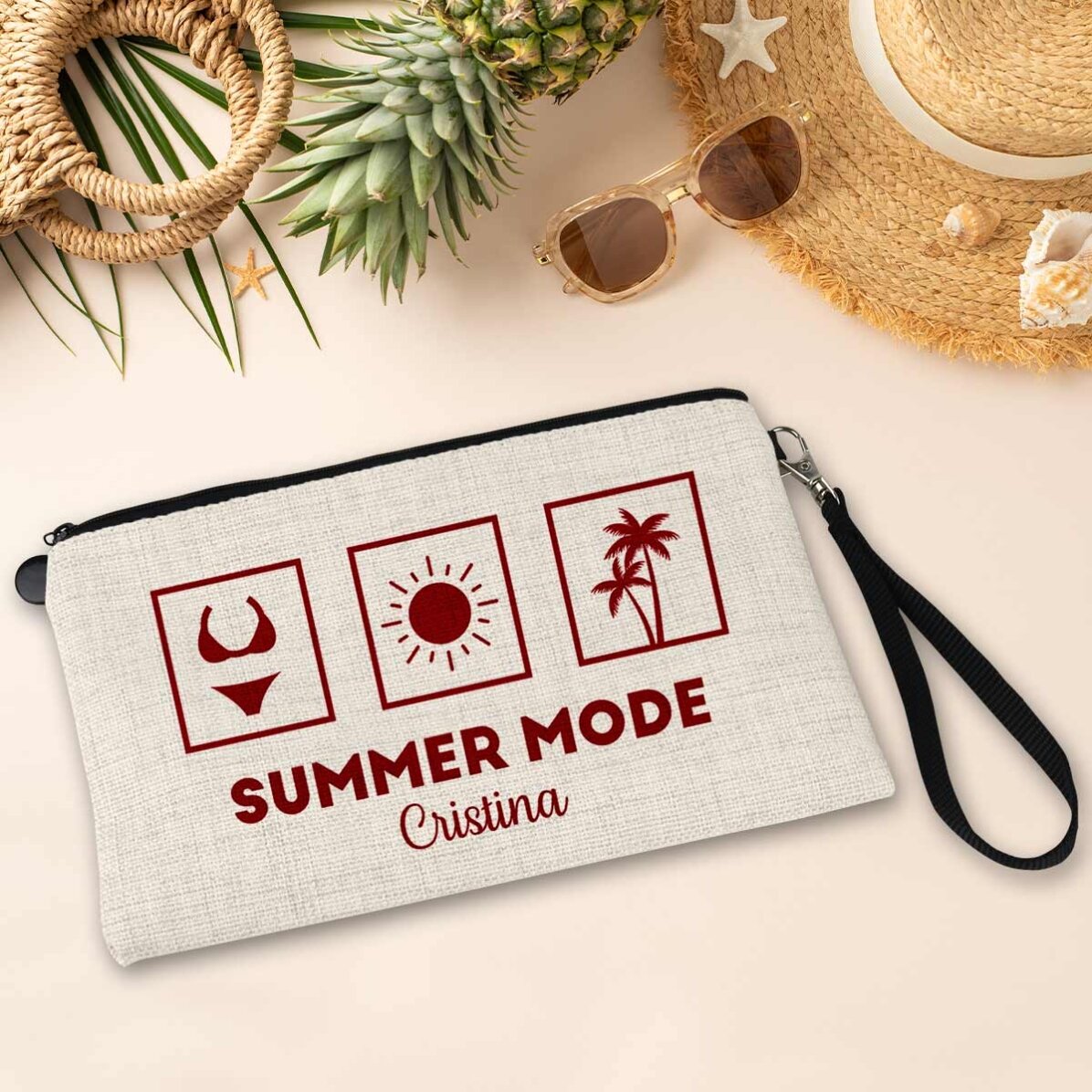 Personalisierte Accessoire-Tasche mit Text – Summer Mode