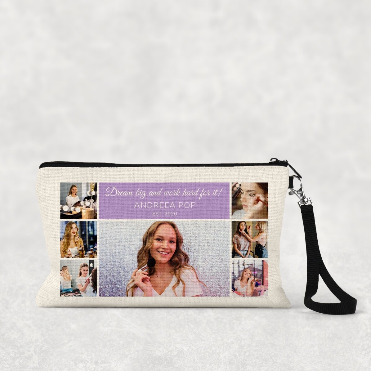 Personalisierte Kosmetiktasche mit 7 Fotos und Text
