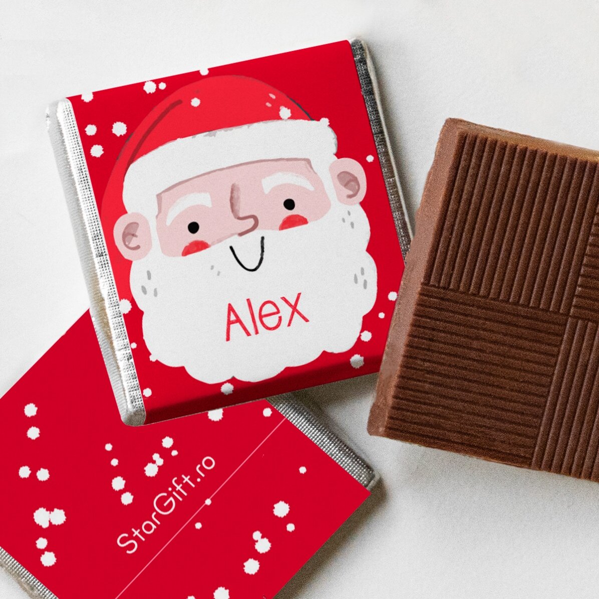 Kugel mit 10 personalisierten Mini-Pralinen mit Namen – Weihnachtsmann