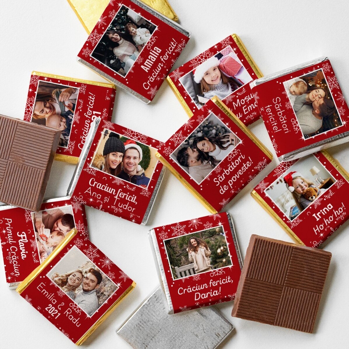 Kugel mit 10 personalisierten Mini-Pralinen mit Fotos und Text