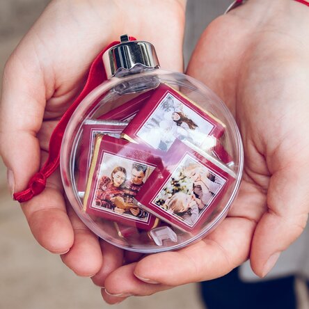 Kugel mit 10 personalisierten Mini-Pralinen mit Fotos