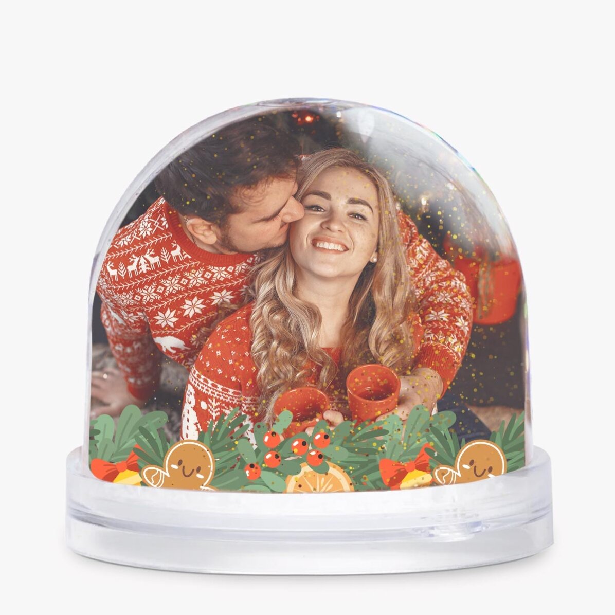 Personalisierte Schreibtischkugel mit Botschaft und Foto – Das erste Weihnachtsfest