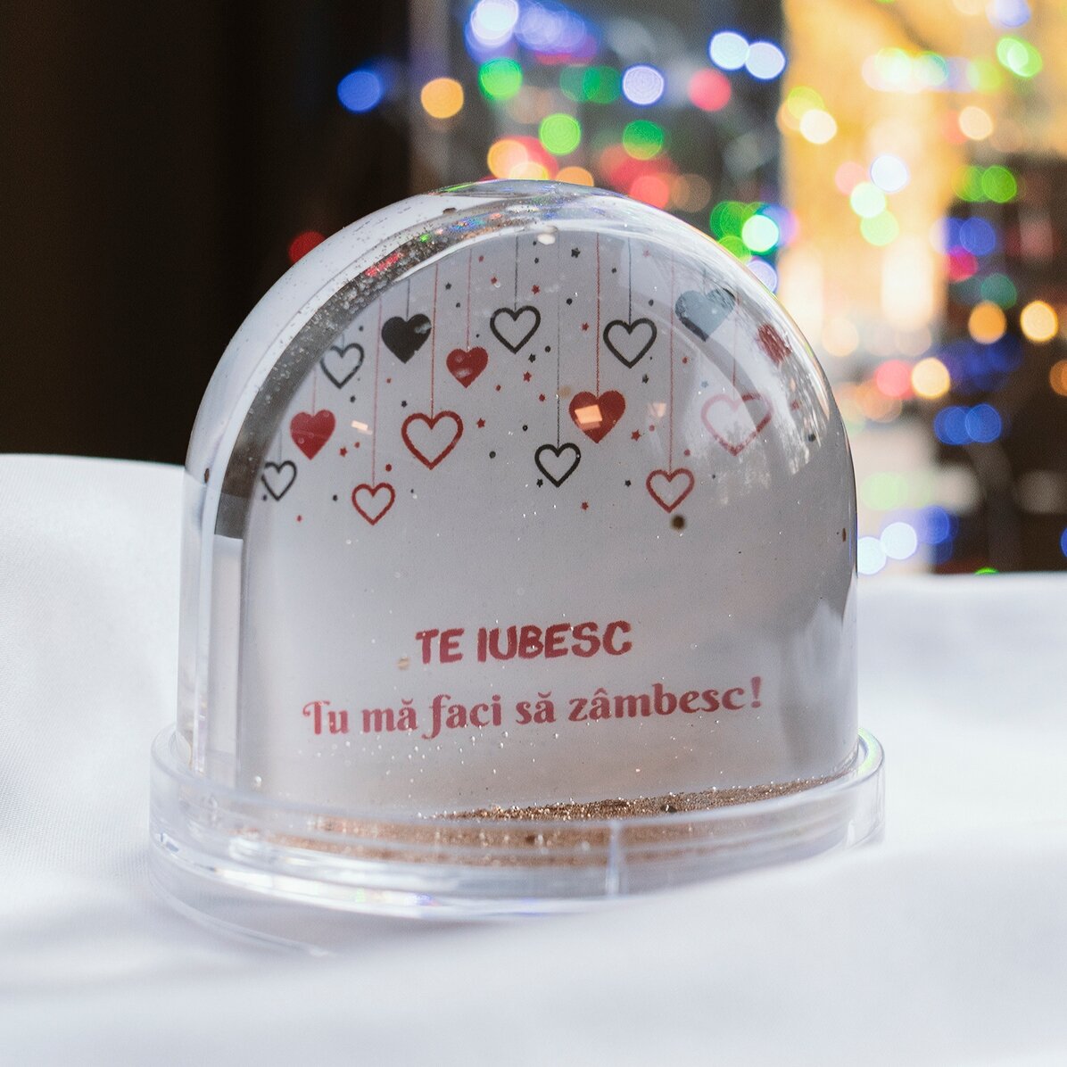 Personalisierte Schreibtischkugel mit Foto und Text – Love