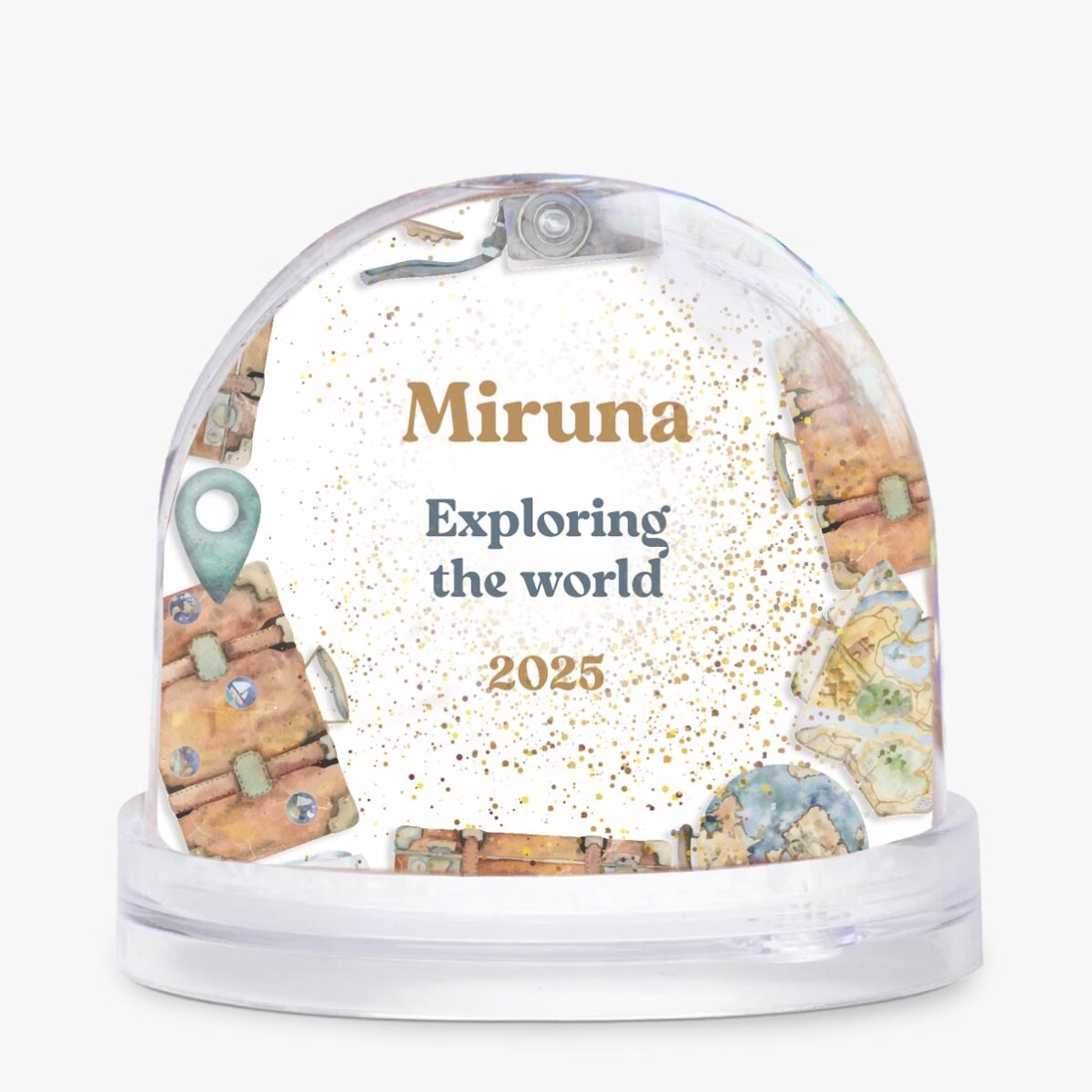Personalisierter Schreibtischglobus mit Foto und Text – World Explorer