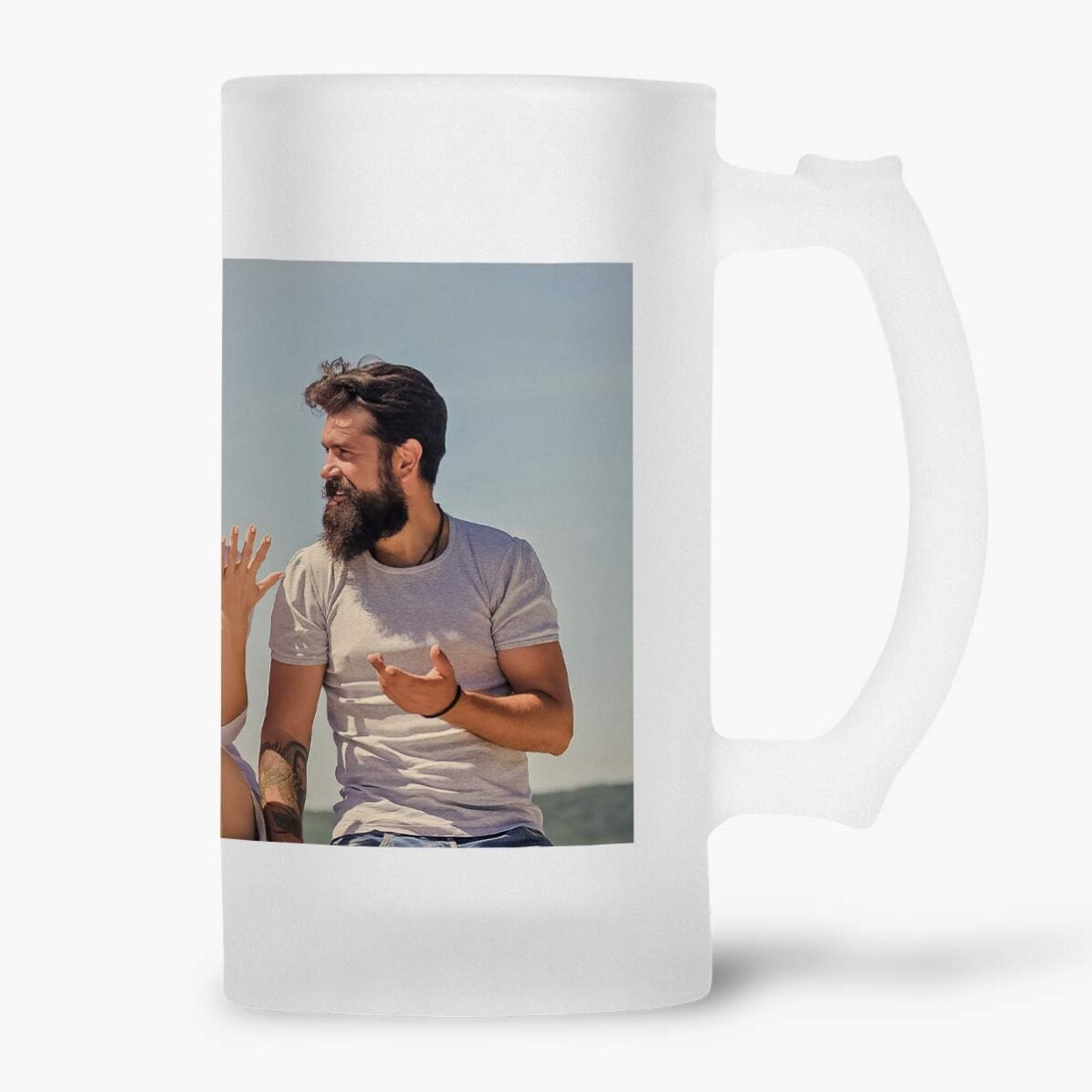 Personalised beer mug with a photo