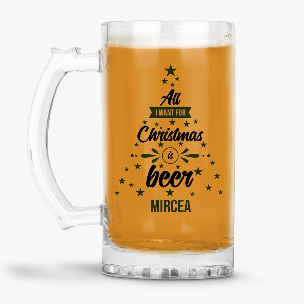 Personalisierter Bierkrug mit Aufdruck – „All I Want for Christmas“