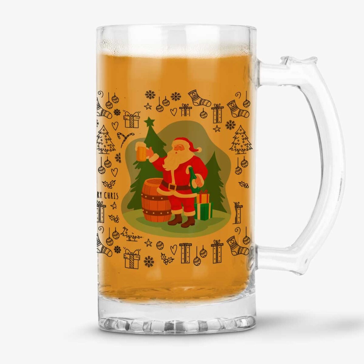 Personalisierter Bierkrug mit Weihnachtsaufschrift – Ho Ho Hold My Beer