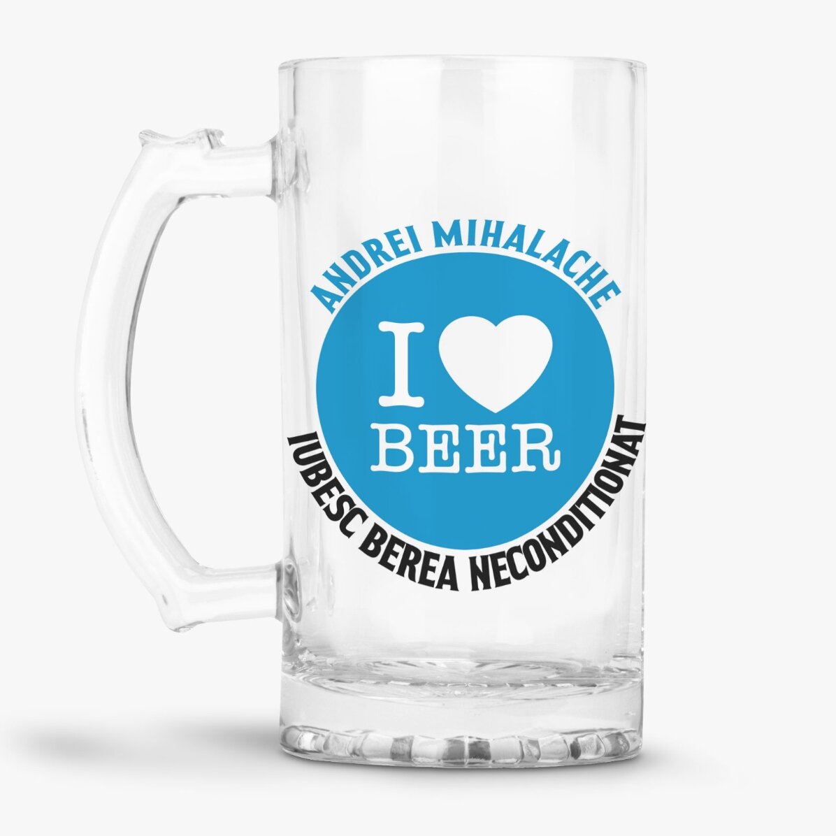 Personalisierter Bierkrug mit Aufdruck – „I love beer“