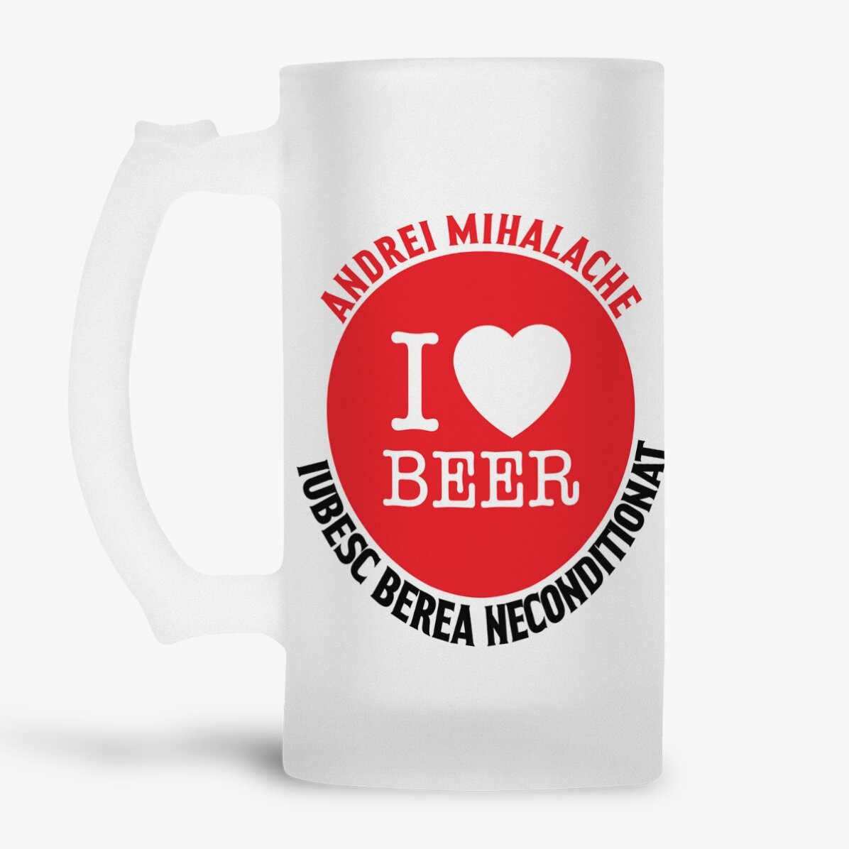 Personalisierter Bierkrug mit Aufdruck – „I love beer“