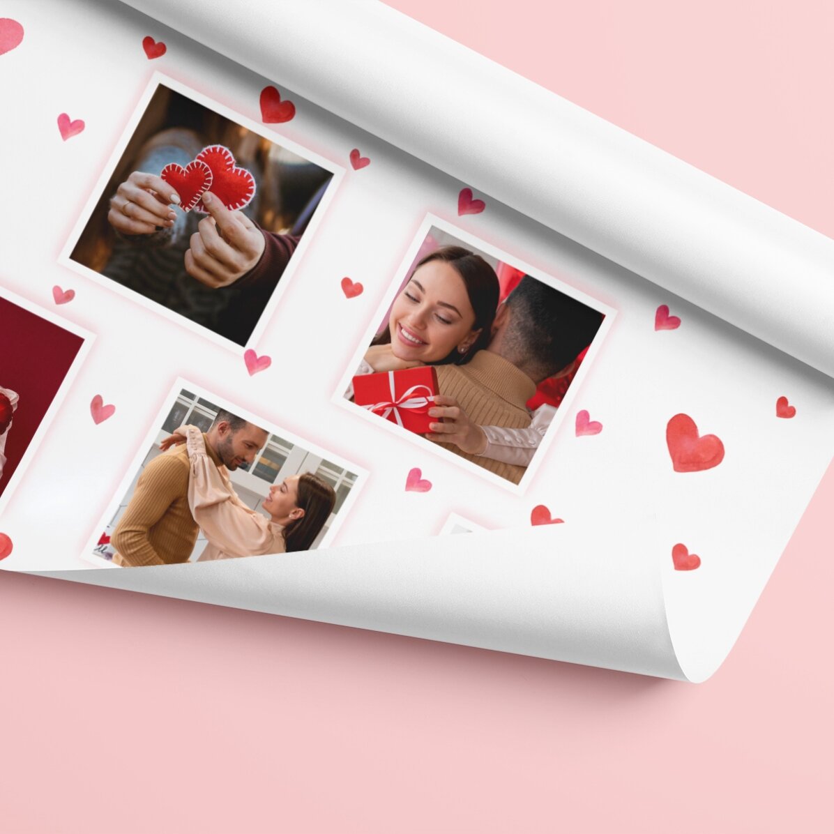 Individuell gestaltetes Geschenkpapier mit 10 Fotos und einer Botschaft – Love