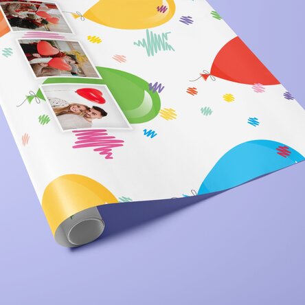 Individuell gestaltetes Geschenkpapier mit 3 Fotos