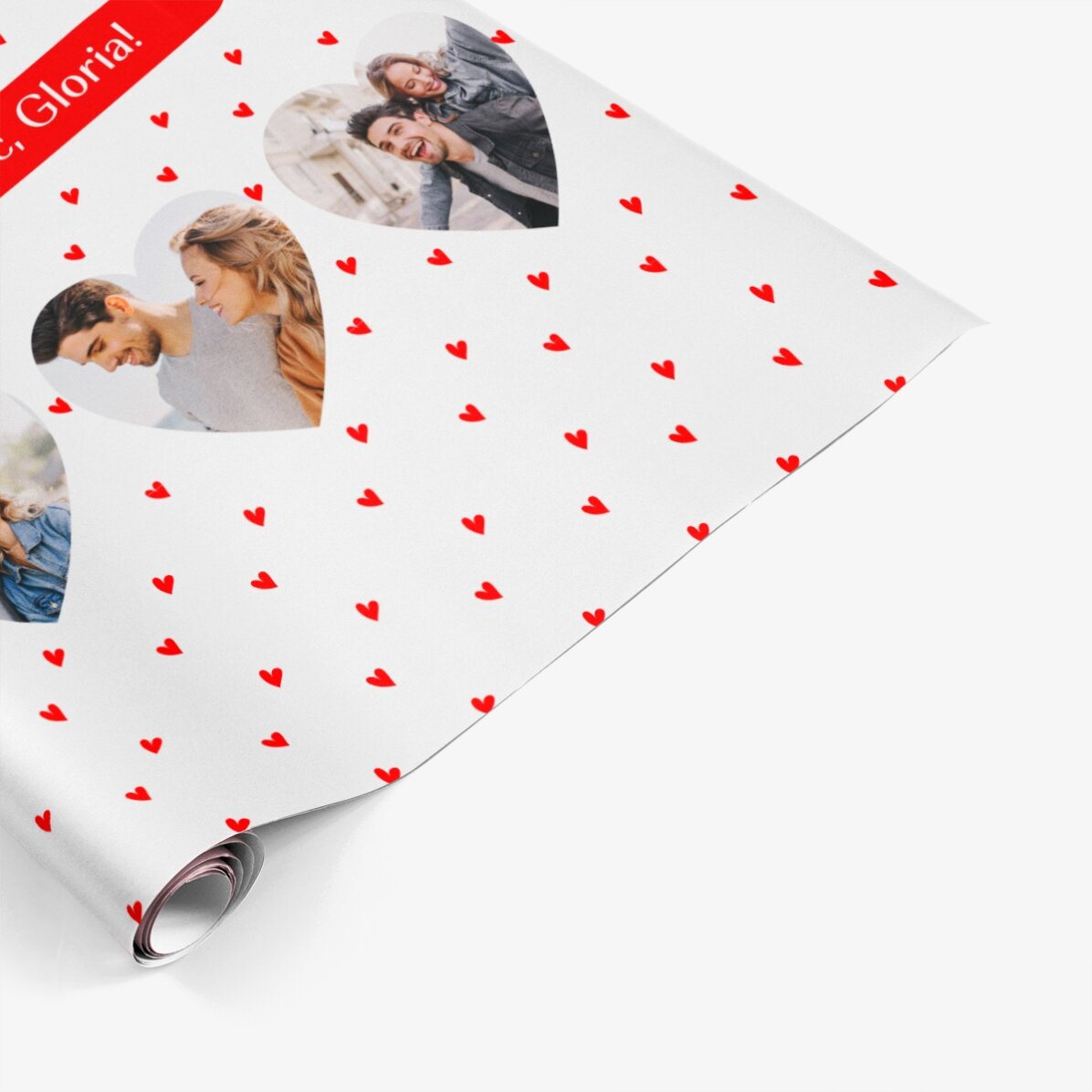 Individuell gestaltetes Geschenkpapier mit 6 Fotos und einer Botschaft