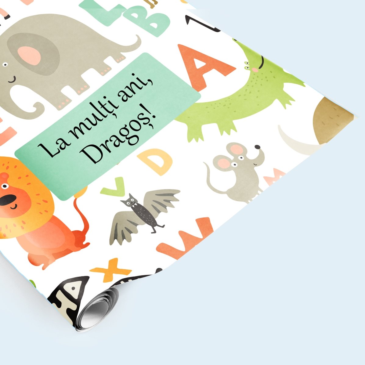 Personalised gift wrapping paper with text - Animals