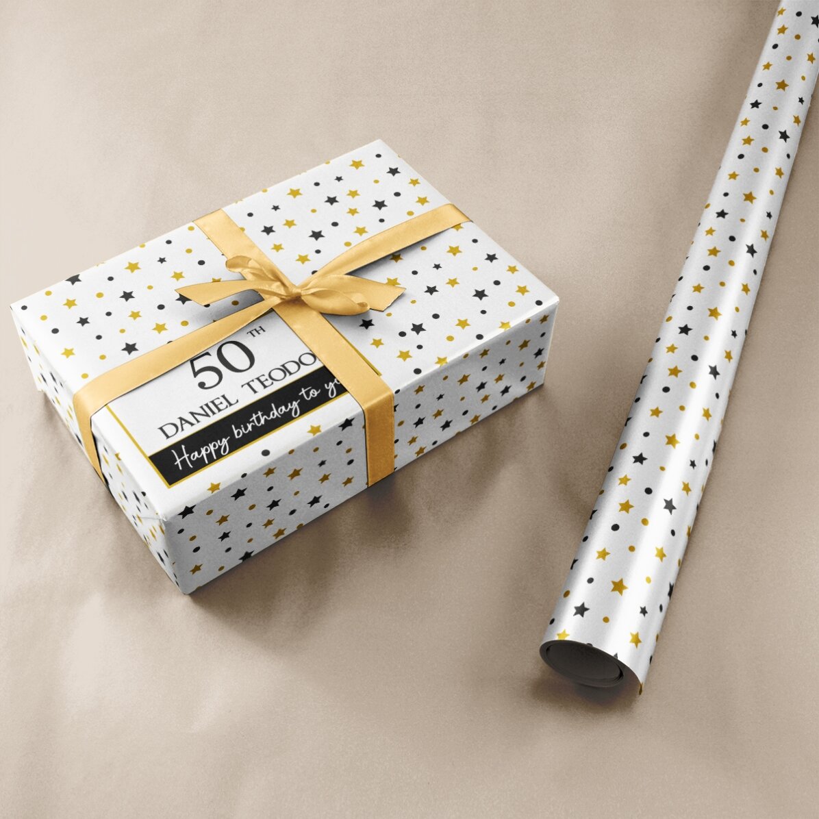 Individuell gestaltetes Geschenkpapier mit Text – „It