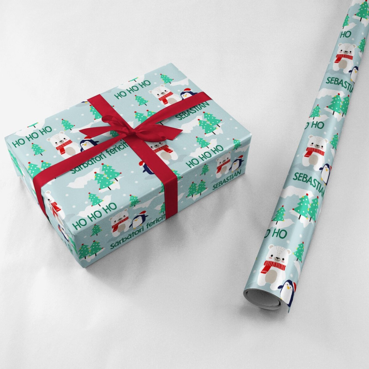 Individuell gestaltetes Geschenkpapier mit Text für Kinder – Weihnachten