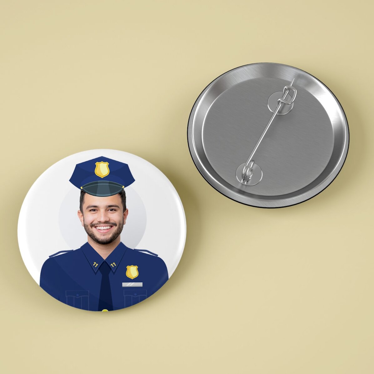 Personalisiertes Button mit Foto – Polizist