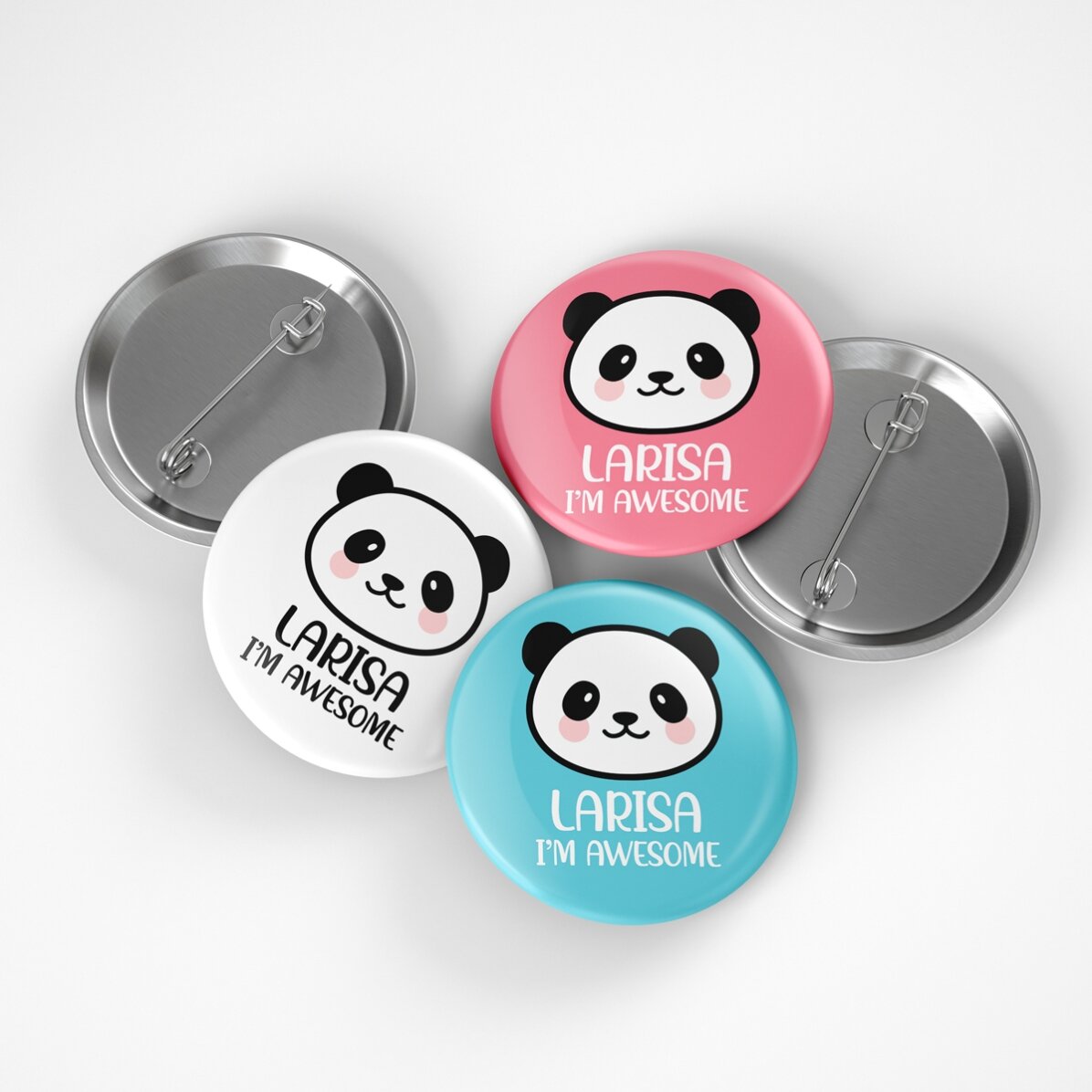 Personalisiertes Abzeichen mit Text – Panda