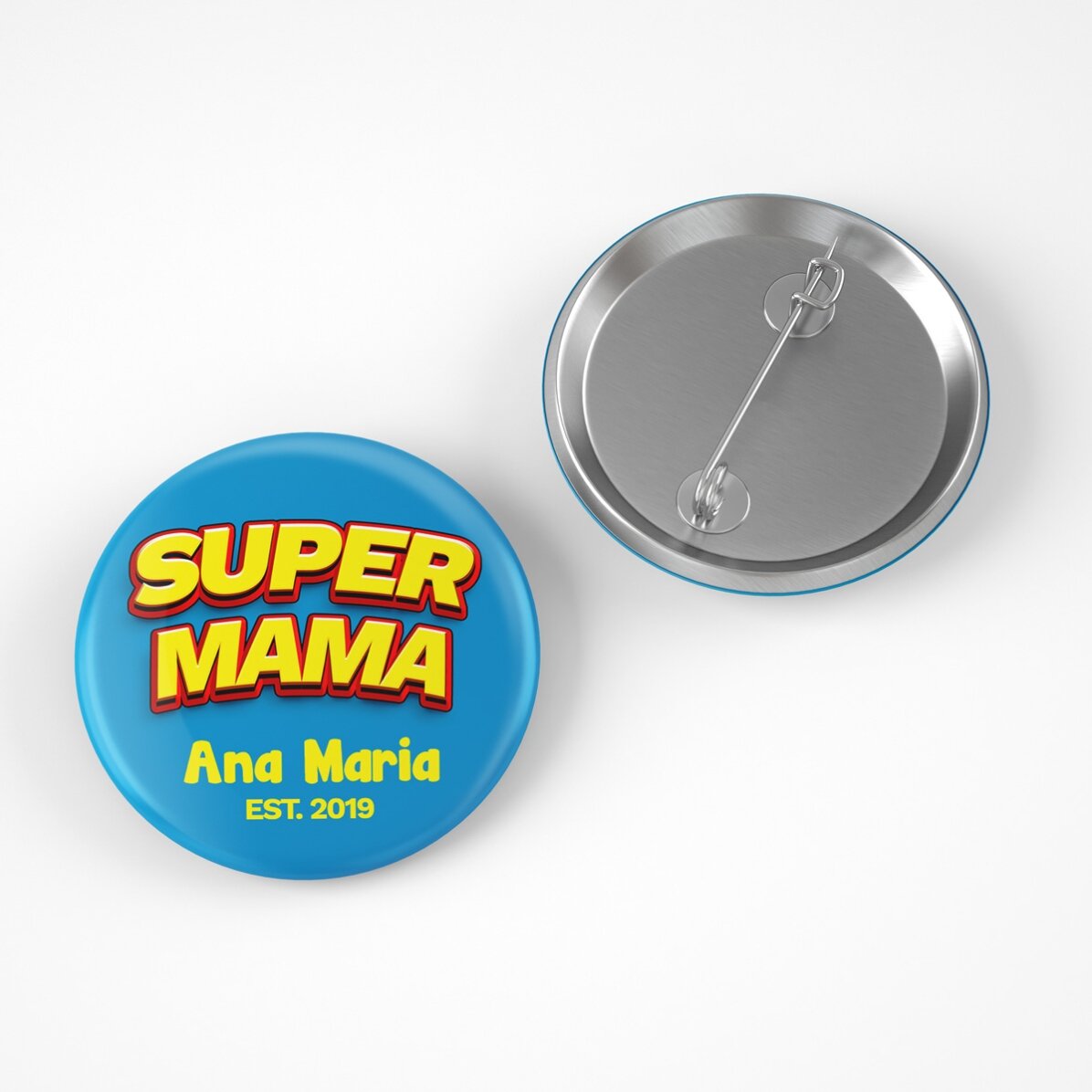 Personalisiertes Abzeichen mit Text – Super Mama