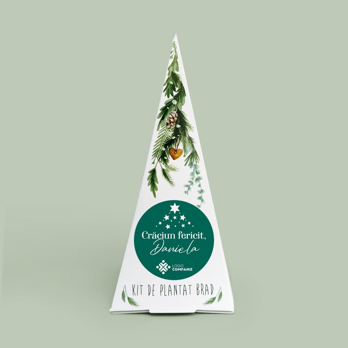 Personalised Christmas tree planting kit with logo and message