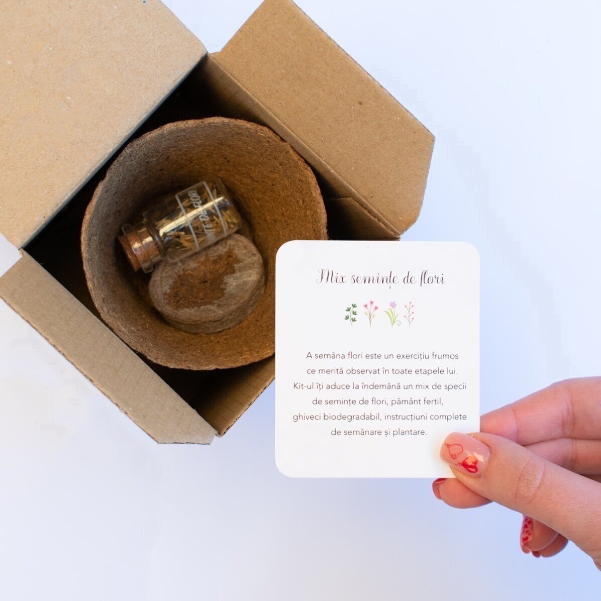 Flower planting kit in a personalised box with a message for teachers - graduation model
