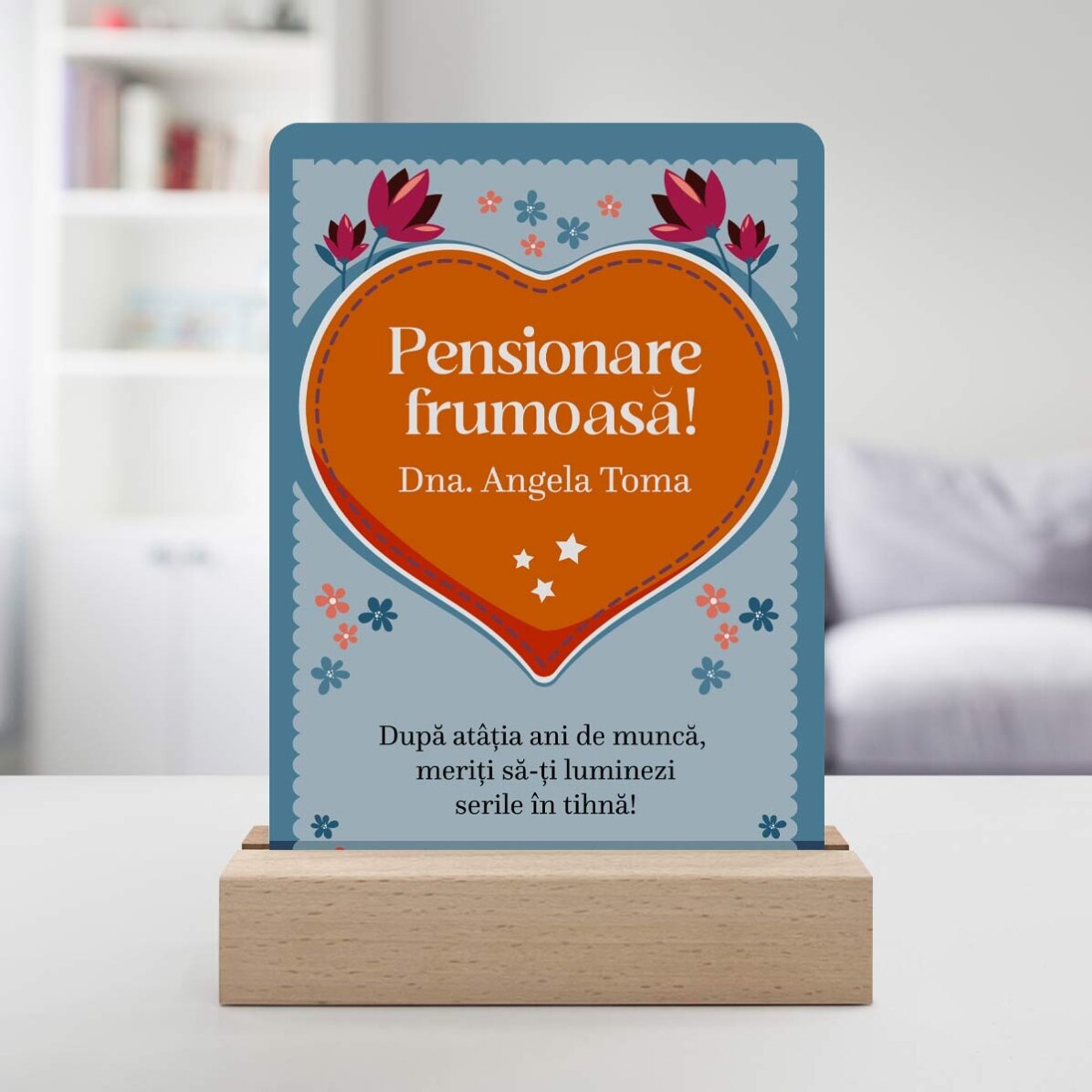 Personalised LED night light with message - Retirement