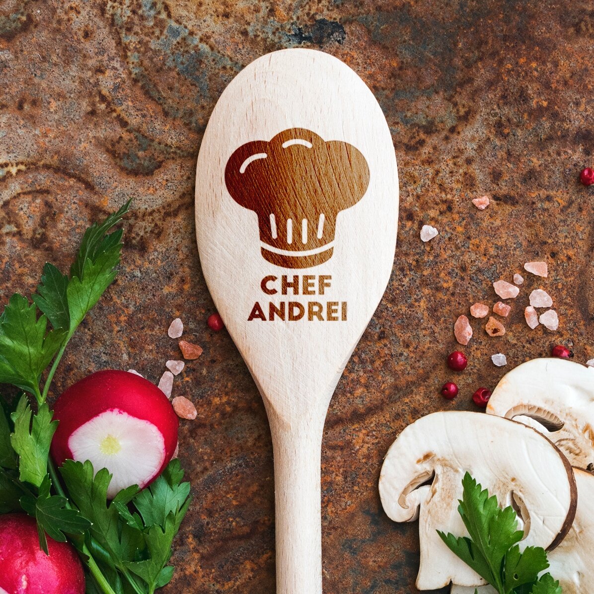Personalisierter Holzlöffel – Chef