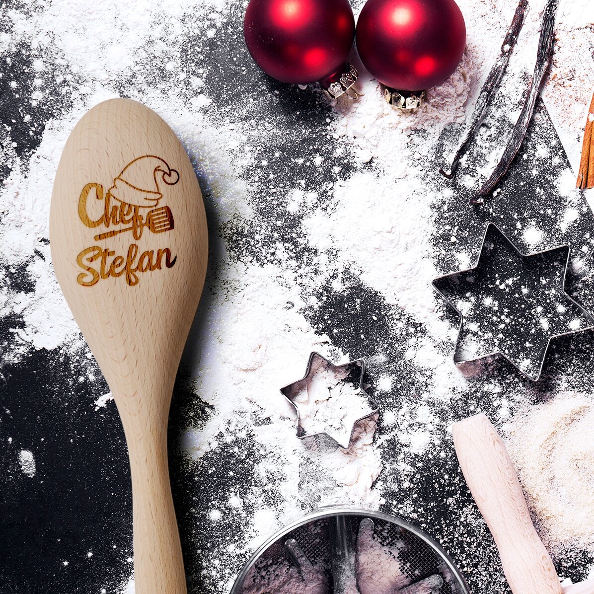 Personalisierter Holzlöffel – Christmas Chef