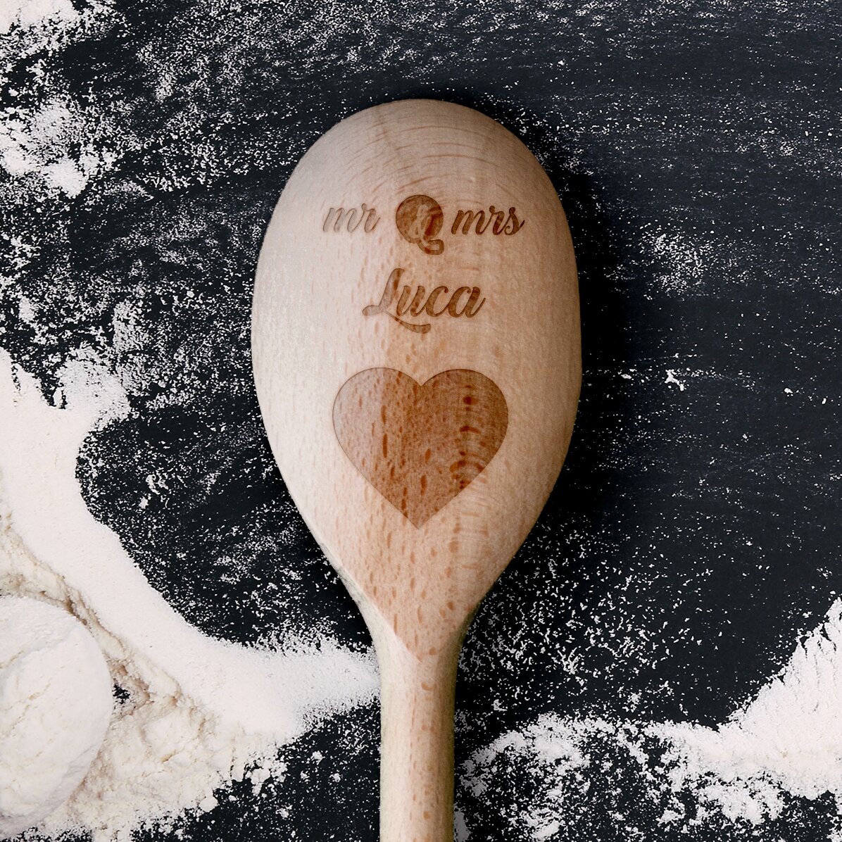 Personalisierter Holzlöffel – Mr & Mrs